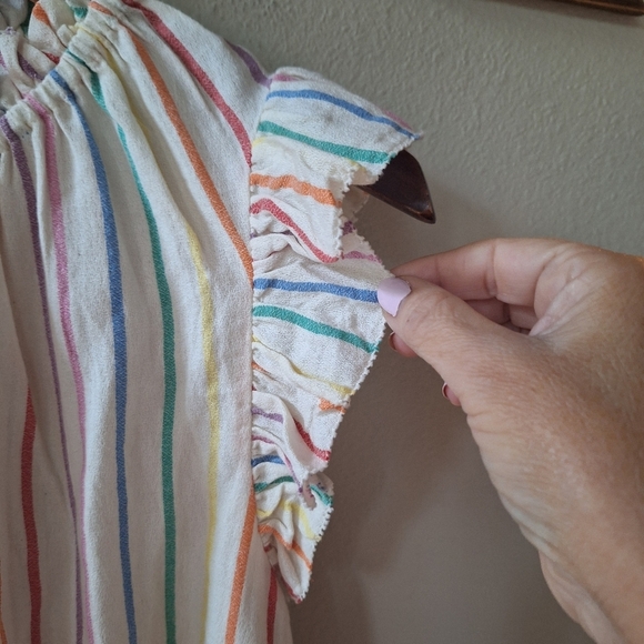 THML Womens Rainbow Striped Flutter Sleeve Lightweight Top Size M - Picture 3 of 6